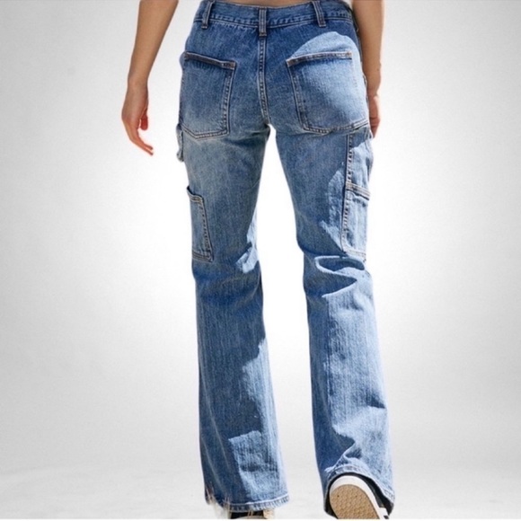 J.Galt Shanghai High Waist Carpenter Jeans Med Wash Blue SZ L - Picture 3 of 10